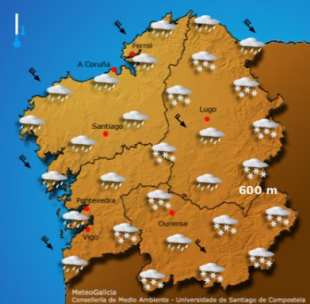 Prognóstico de Meteogalicia para a tarde do martes 20 de xaneiro