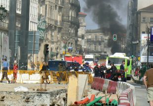 Os enfrontamentos sucedéronse no centro da cidade / Imaxe: Zélia Garcia (clique para ampliar)