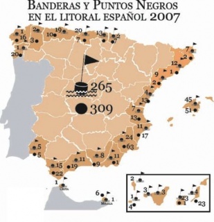 Mapa da situación das bandeiras negras