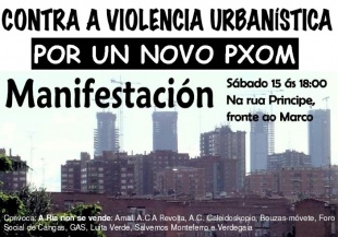 Cartaz dunha manifestación contra o PXOM vigués